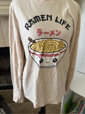 Maruchan Ramen Life Graphic Long Sleeve Tee - Cream